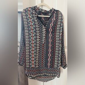 Tolani Women’sGeometric Patterned Dress - Blue, Red, Cream